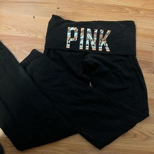 PINK fold over flare leggings